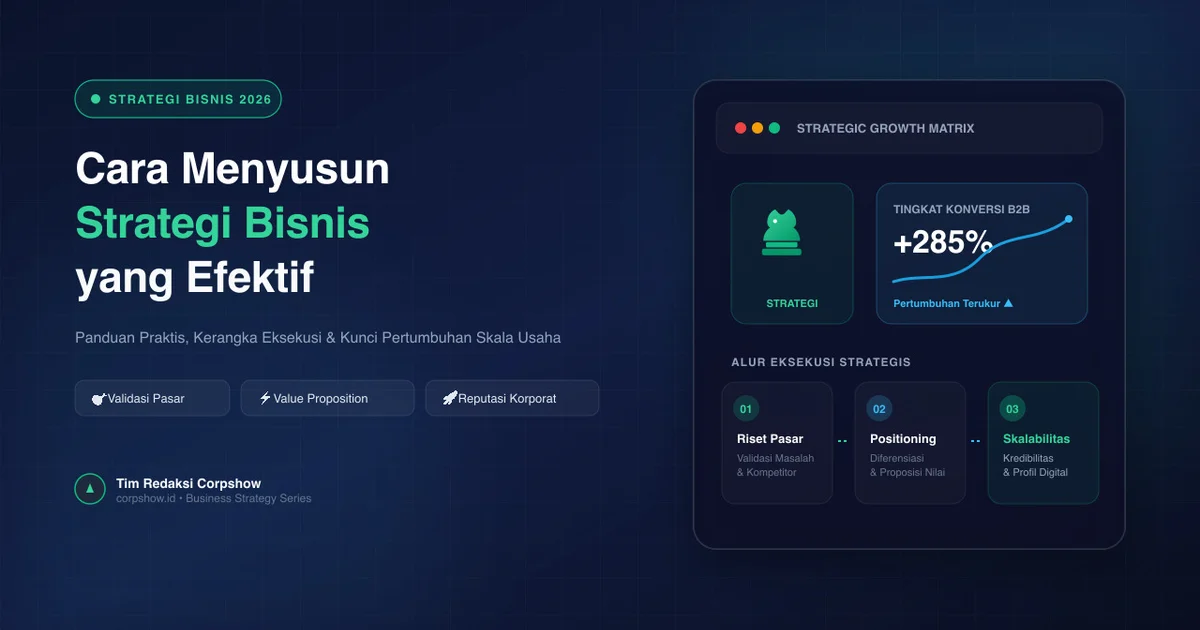 Panduan cara menyusun strategi bisnis yang efektif dengan kerangka kerja eksekusi terukur dan kredibilitas digital korporat